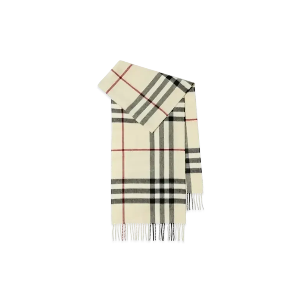 Burberry Check Cashmere Scarf "Stone"
