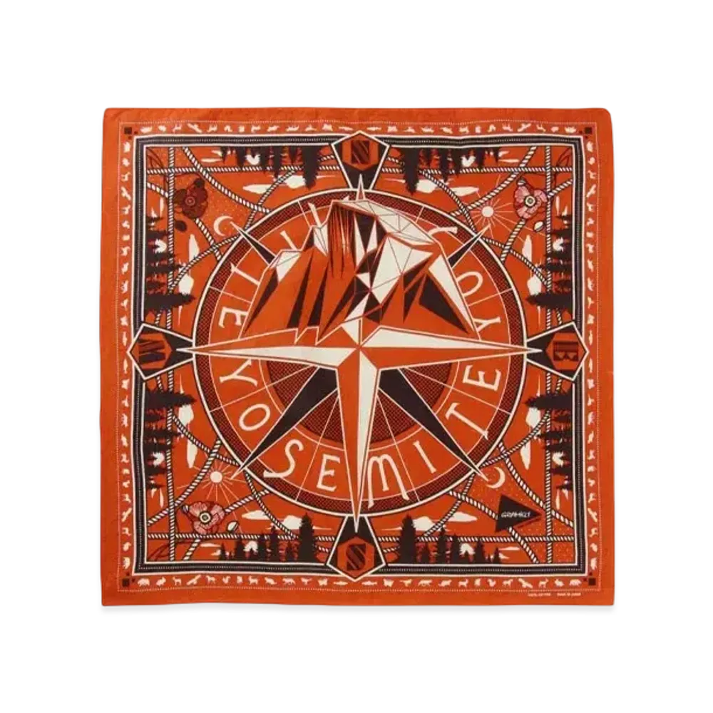 GRAMICCI x and wander Yosemite Graphic Bandana "Red"