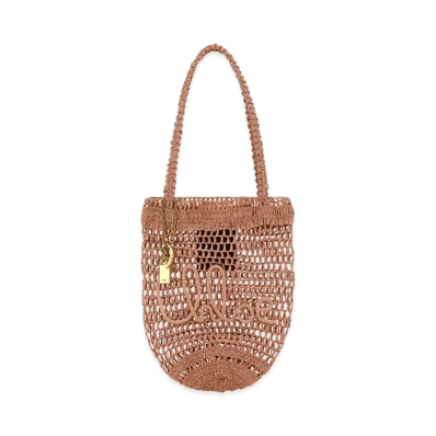 Chloe Women's Raffia Small Summer Banana Shopping "Antiqued Pink"