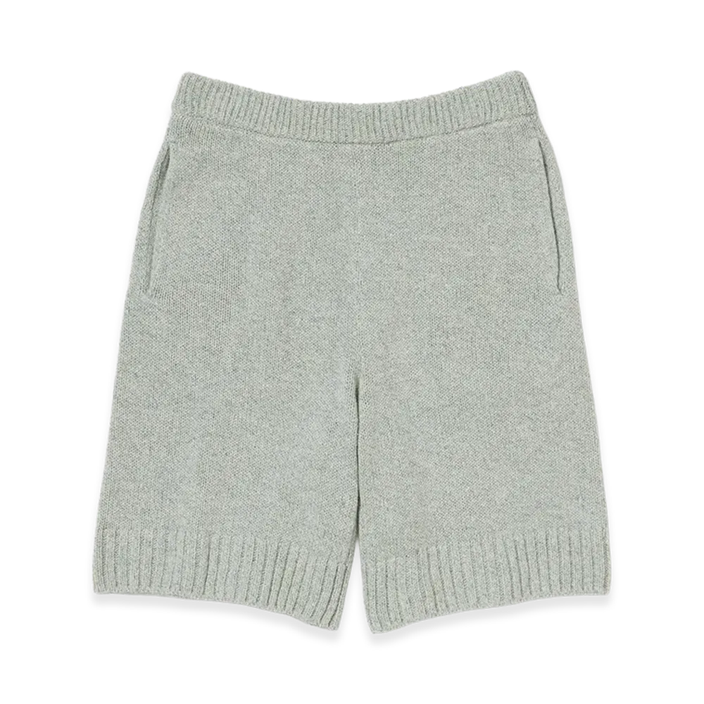 AURALEE Women's Cashmere Silk Melange Knit Shorts "Mix Mint Gray"