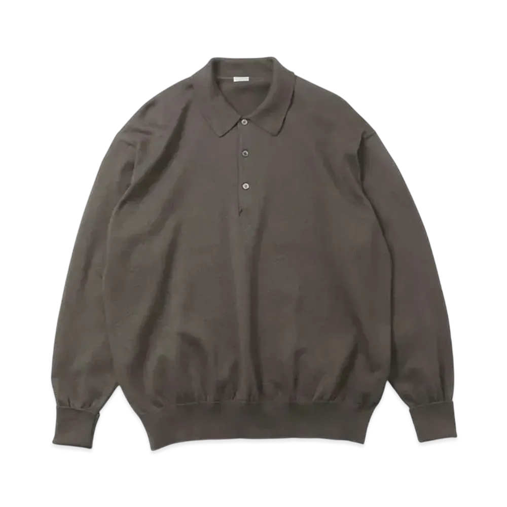 everyone Cotton Knit L/S Polo Shirts "Olive"