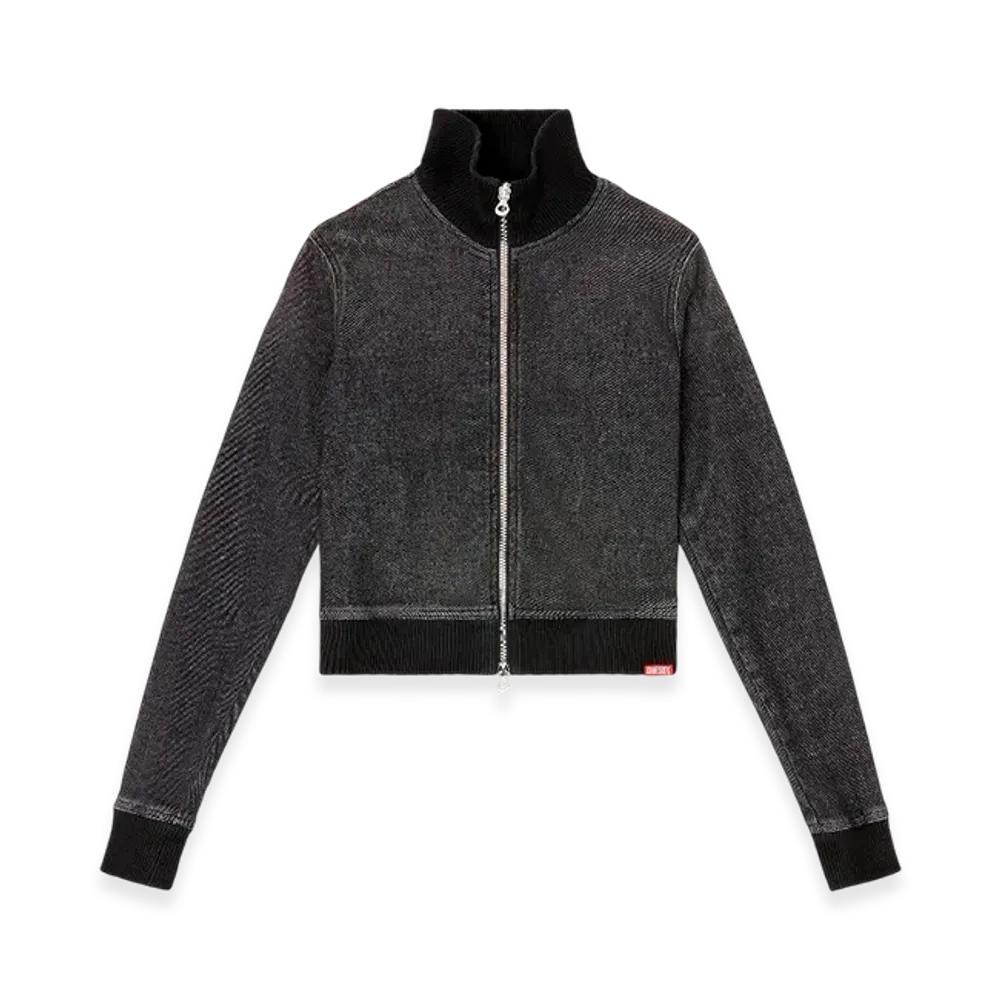 Diesel D-Emmy-S Track Zip-Up Sweatshirt In Dirt-Effect Track Denim "Black"