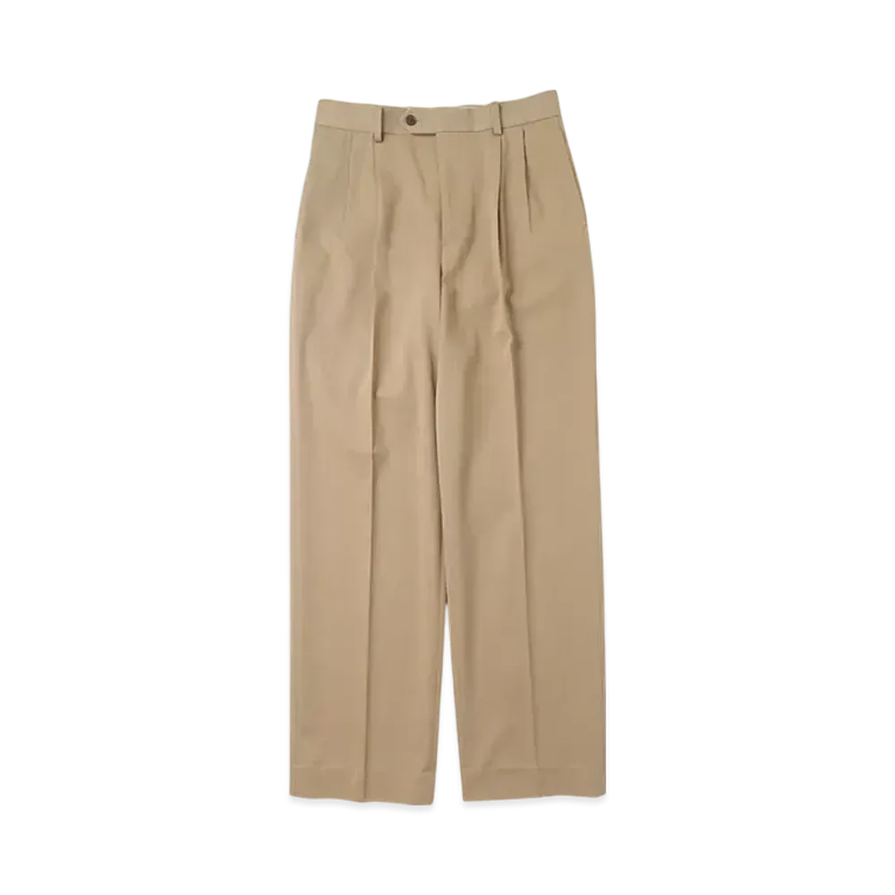 AURALEE Washed Heavy Chino Slacks "Light Brown"