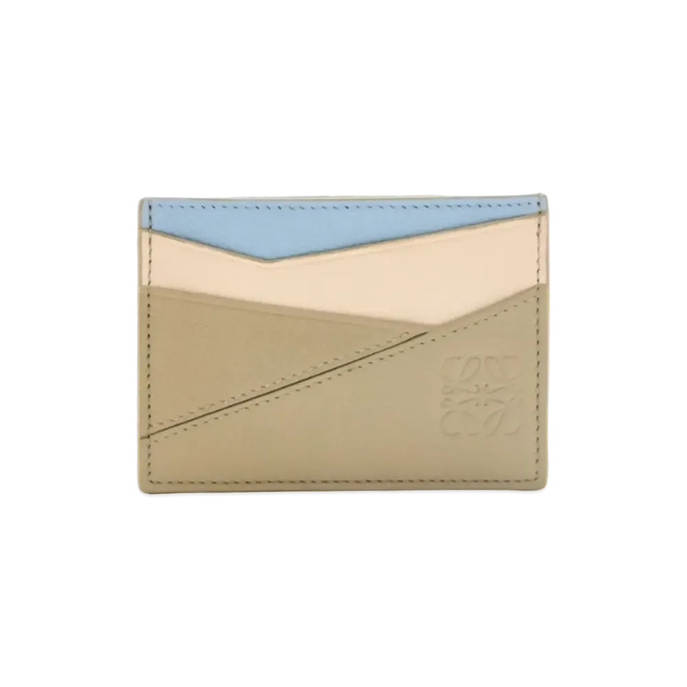 LOEWE Puzzle Plain Card Holder Classic Calf "Dusty Blue/Laurel Green/Angola"