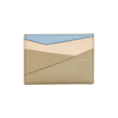 LOEWE Puzzle Plain Card Holder Classic Calf "Dusty Blue/Laurel Green/Angola"