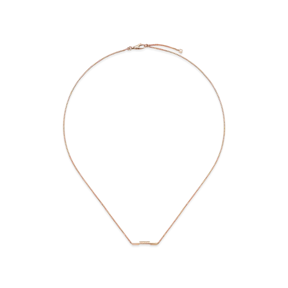 GUCCI Link To Love Necklace With Gucci Bar "Pink"