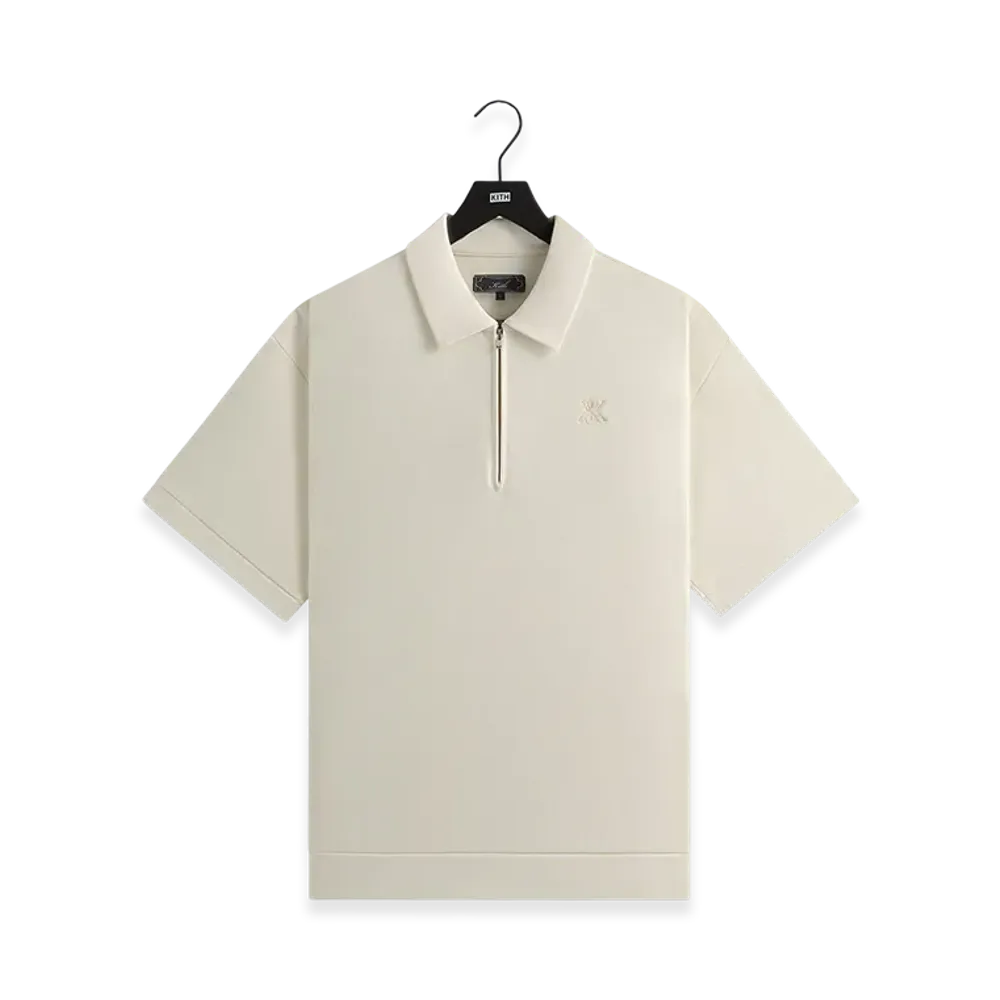 Kith Zip-Front Performance Knit Ethan Polo "Sandrift"