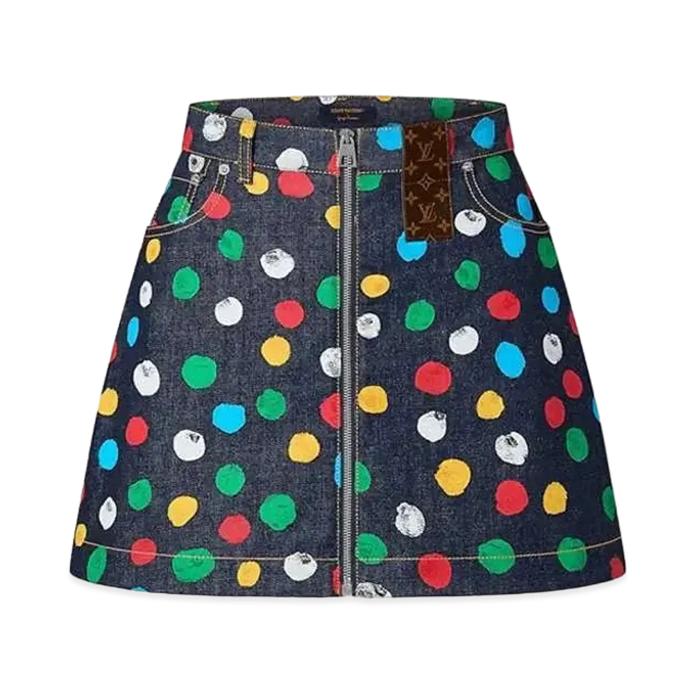 Louis Vuitton x Yayoi Kusama Painted Dots Denim Mini Skirt "Indigo"