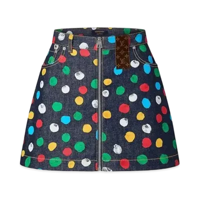 Louis Vuitton x Yayoi Kusama Painted Dots Denim Mini Skirt "Indigo"