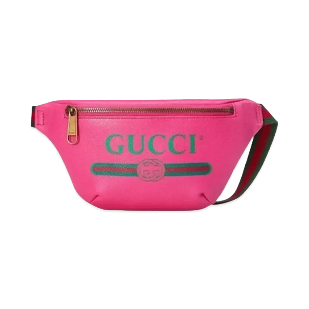 GUCCI Vintage Logo Print Leather Small Belt Bag "Pink"