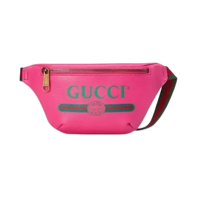 GUCCI Vintage Logo Print Leather Small Belt Bag "Pink"