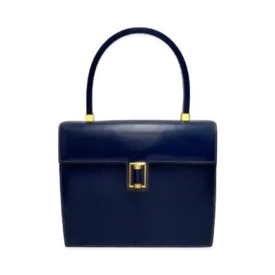 GUCCI Old Gucci Kelly Type Hand Bag Bamboo Turnlock "Blue"