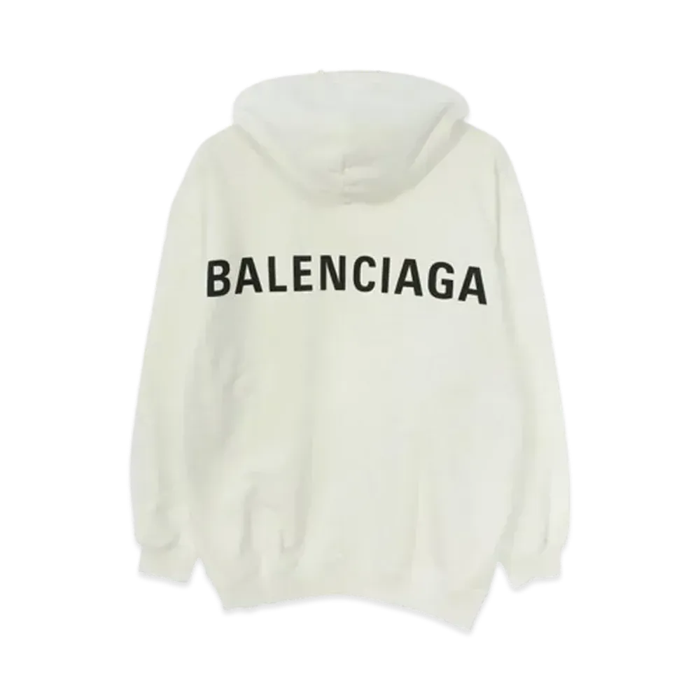 BALENCIAGA Back Logo Hoodie "White"