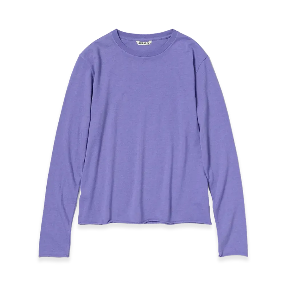 AURALEE Women's Brushed Organic Cotton Cashmere Jersey L/S Tee "Light Purple"
