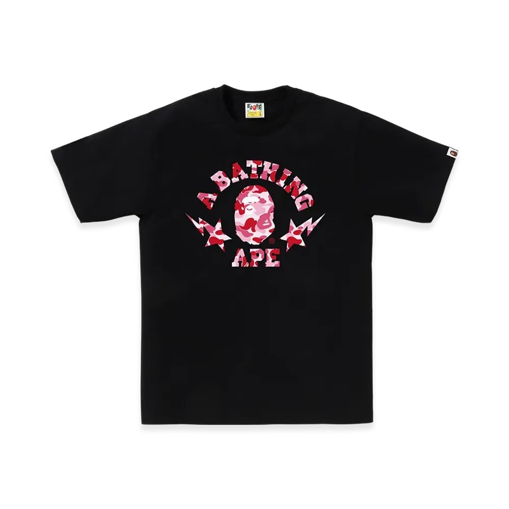 A BATHING APE Abc Camo Sta College Tee "Black/Pink"