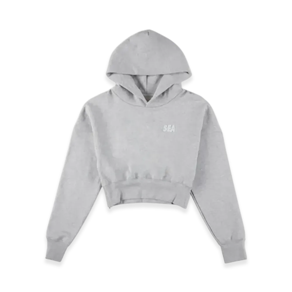 WIND AND SEA Cozy Cropped Hooded Sweatshirt (Ladies) "Heather Gray"