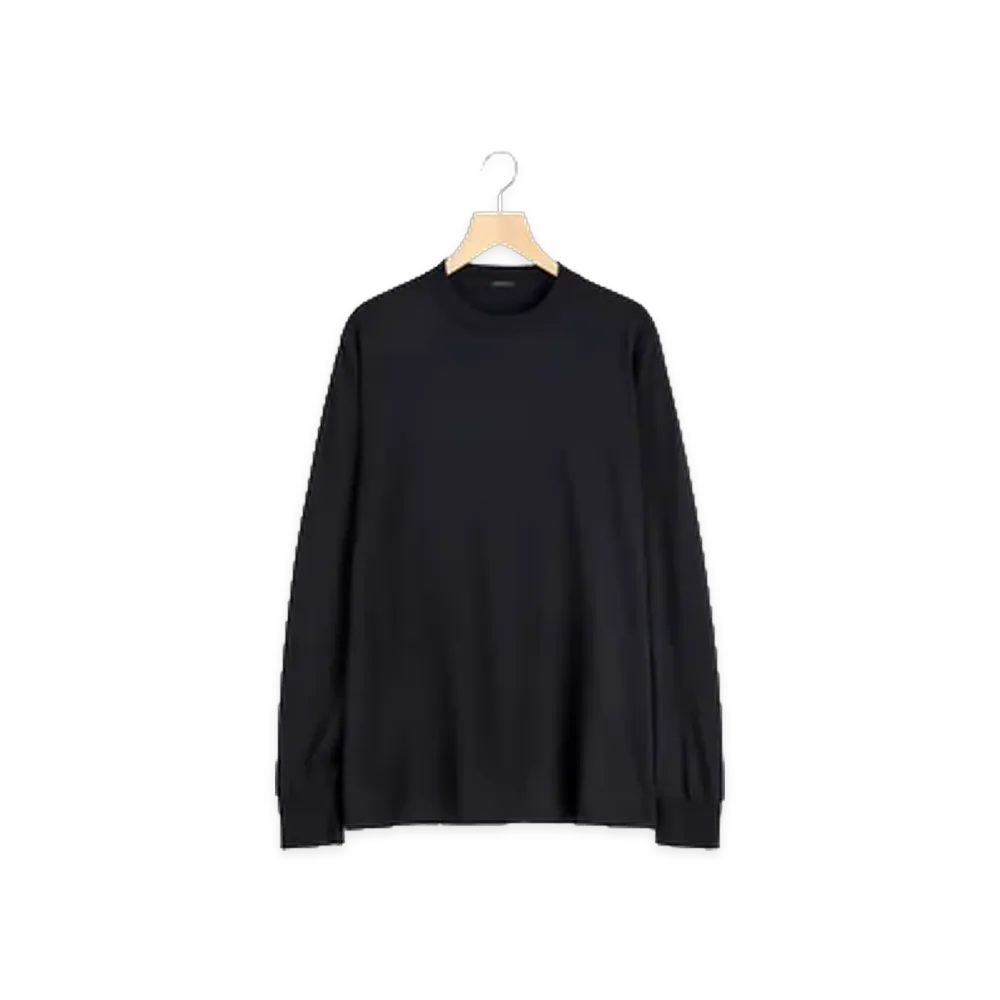 COMOLI Cotton Cashmere Embroidery L/S Tee "Black"