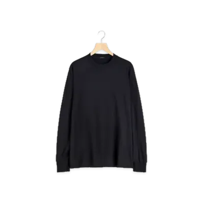 COMOLI Cotton Cashmere Embroidery L/S Tee "Black"