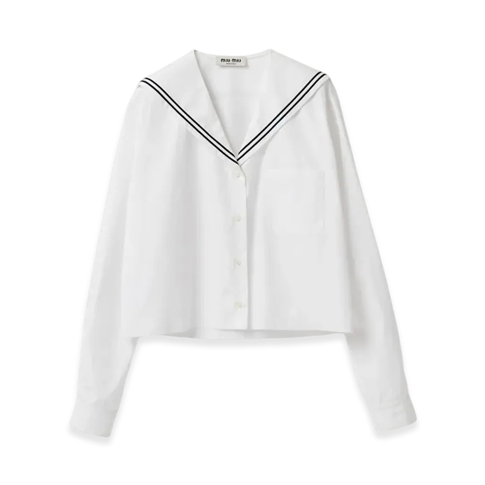 MIU MIU Women's Sailor Poplin Shirt "White"