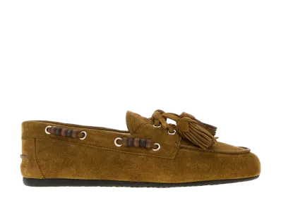 MIU MIU Women's Khaki Suede Loafers "Green"