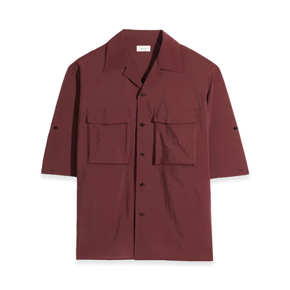 LEMAIRE Washed Technical Cotton Short Sleeve Utility Shirt "Porto"