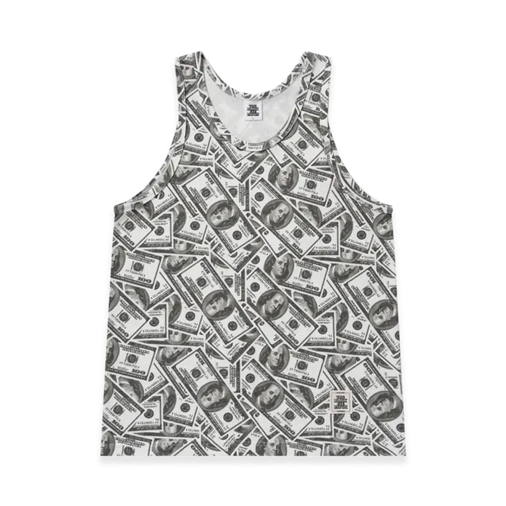 BlackEyePatch Hundreds Patterned Thermal Tank Top "White"