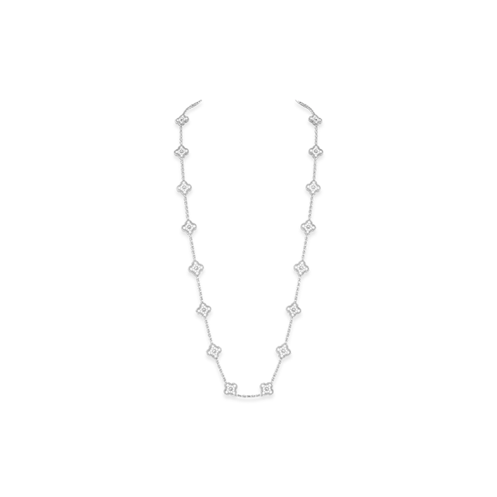 Van Cleef & Arpels Vintage Alhambra long necklace 20 motifs "18K White gold/Diamond"