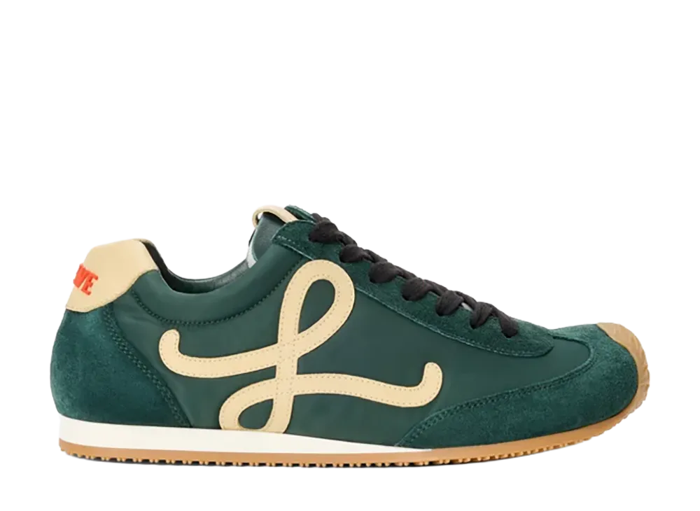 LOEWE Women's Ballet Runner 2.0 in Nylon and Calfskin "Sherwood Green/Pistachio/White"