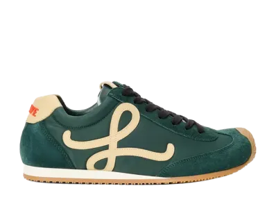 LOEWE Women's Ballet Runner 2.0 in Nylon and Calfskin "Sherwood Green/Pistachio/White"