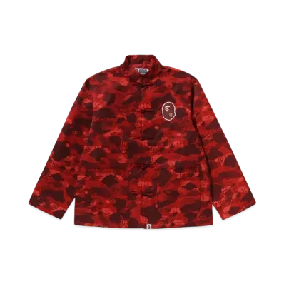 A BATHING APE x CLOT Camo Ape Head China Jacket "Red"