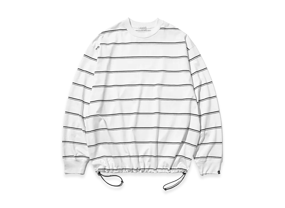 CLESSTE Thick Thin Stripe L/S T-Shirt With Drawstrings "White"