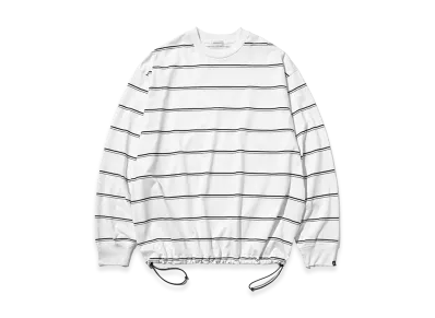 CLESSTE Thick Thin Stripe L/S T-Shirt With Drawstrings "White"