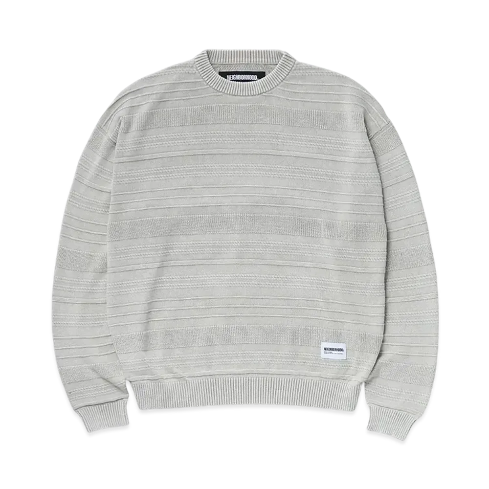NEIGHBORHOOD Washed Crewneck Border Sweater "Beige"