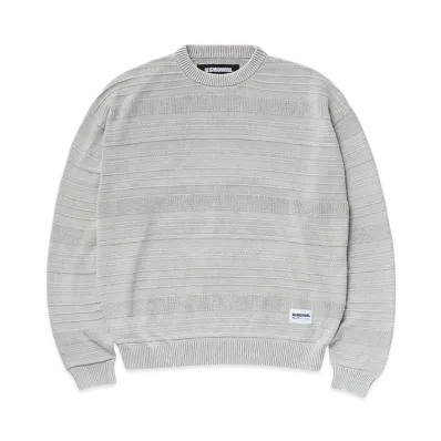 NEIGHBORHOOD Washed Crewneck Border Sweater "Beige"