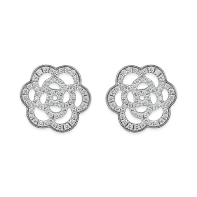 CHANEL Camellia Earrings Diamond 18K "White Gold"