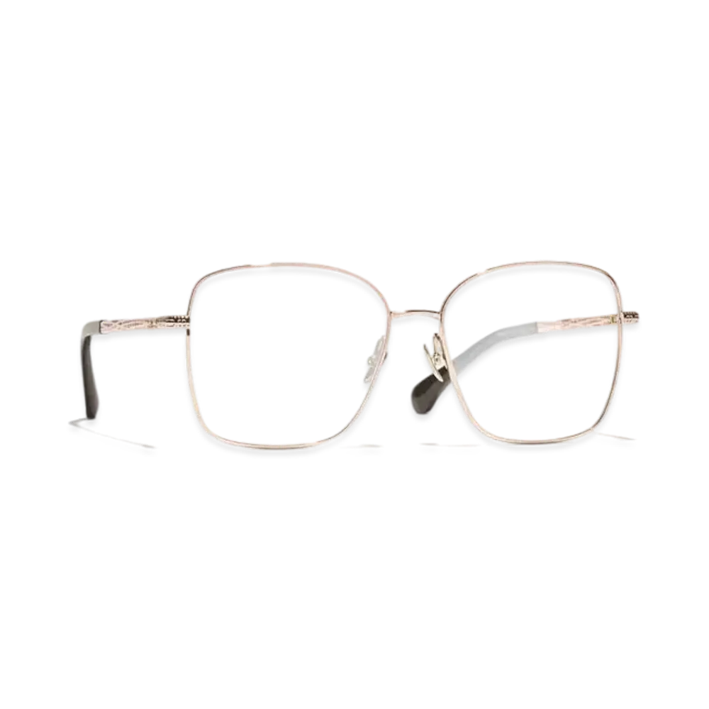 CHANEL Square Eyeglasses Metal "Beige/Pink/Gold"