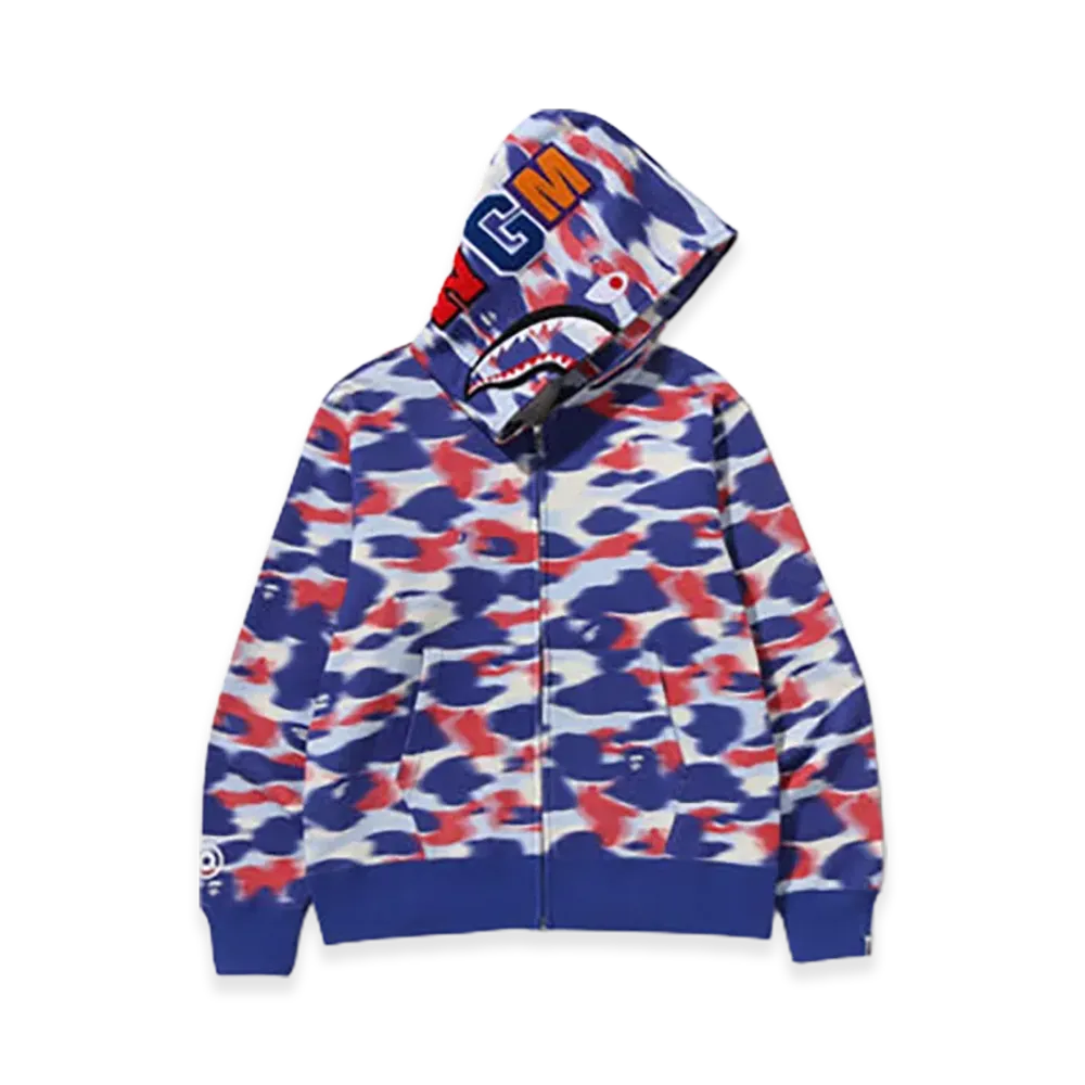 A BATHING APE Screen Camo Shark Full Zip Hoodie "Blue"