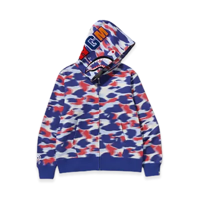 A BATHING APE Screen Camo Shark Full Zip Hoodie "Blue"