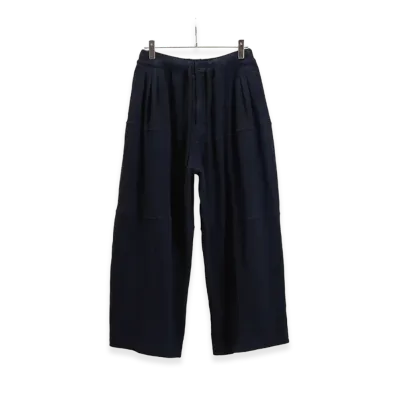 ANCELLM Smooth Panel Wide Slacks "Navy"
