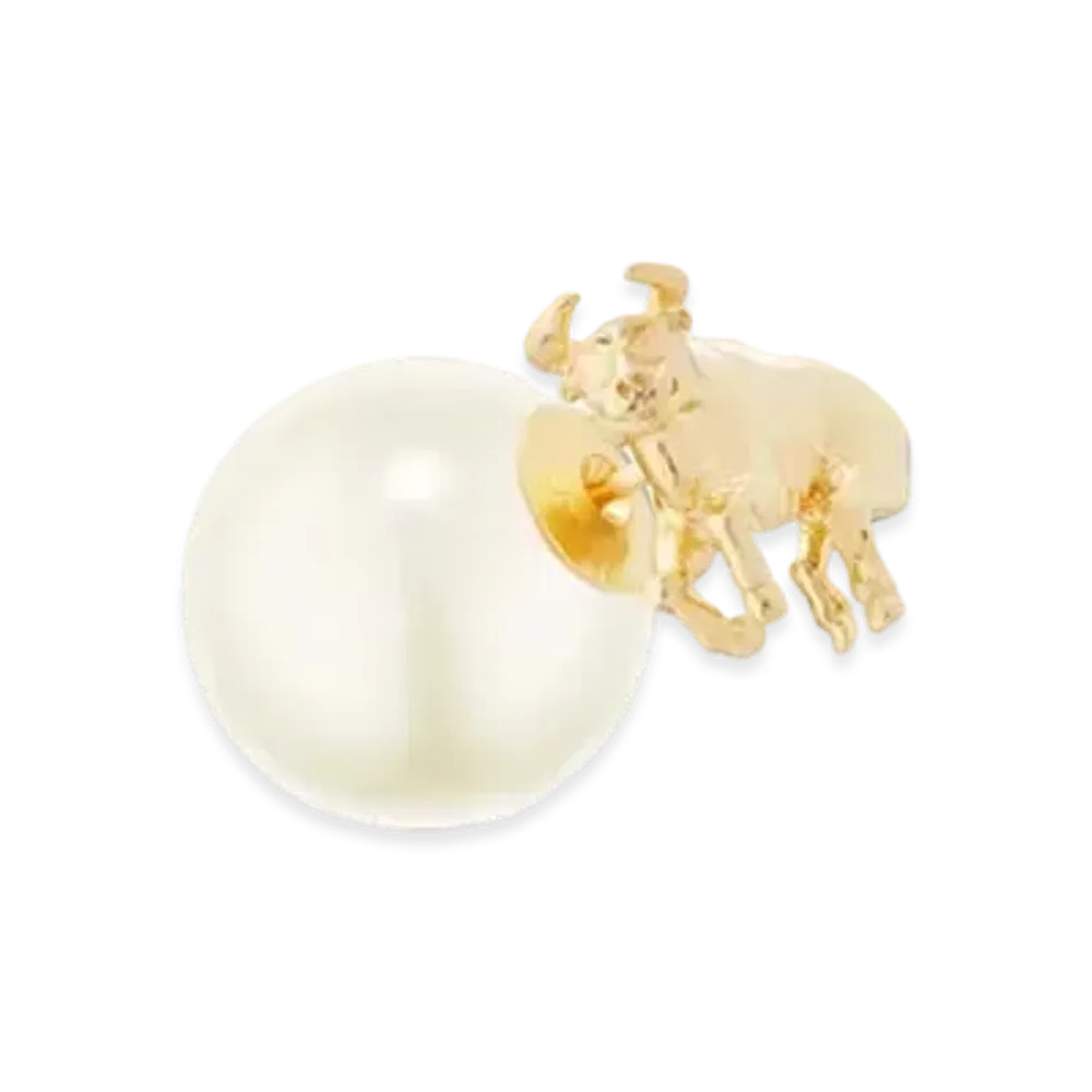 Dior Tribales Taurus Earring Metal and a White Resin Pearl Online Exclusive "Gold"