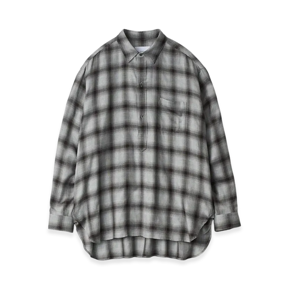 ssstein Rayon/Lyocell Check Oversized Pullover Shirt "Black Ombre"