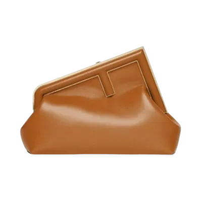 FENDI First Midi Leather Bag "Brown"