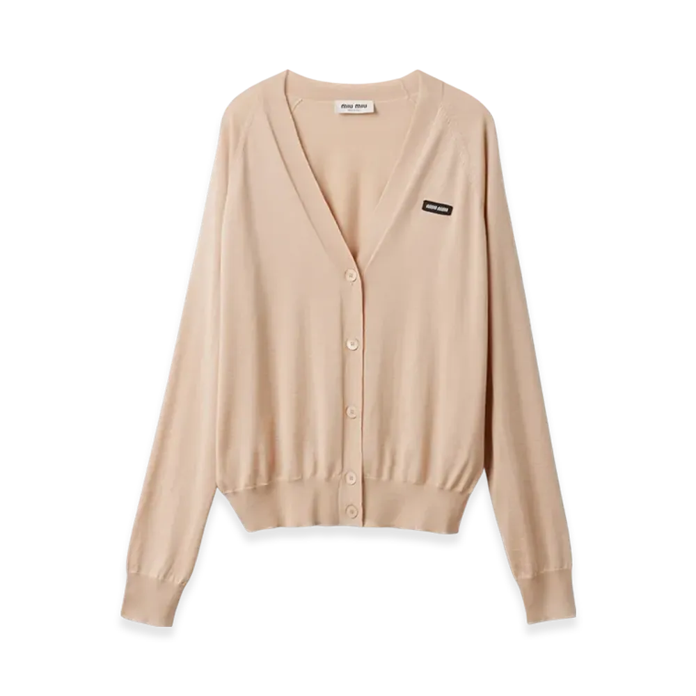 MIU MIU Cashmere and Silk Cardigan "Albino White"