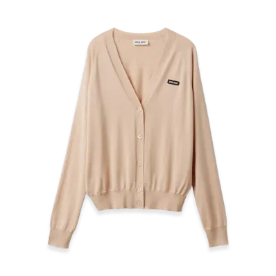MIU MIU Cashmere and Silk Cardigan "Albino White"