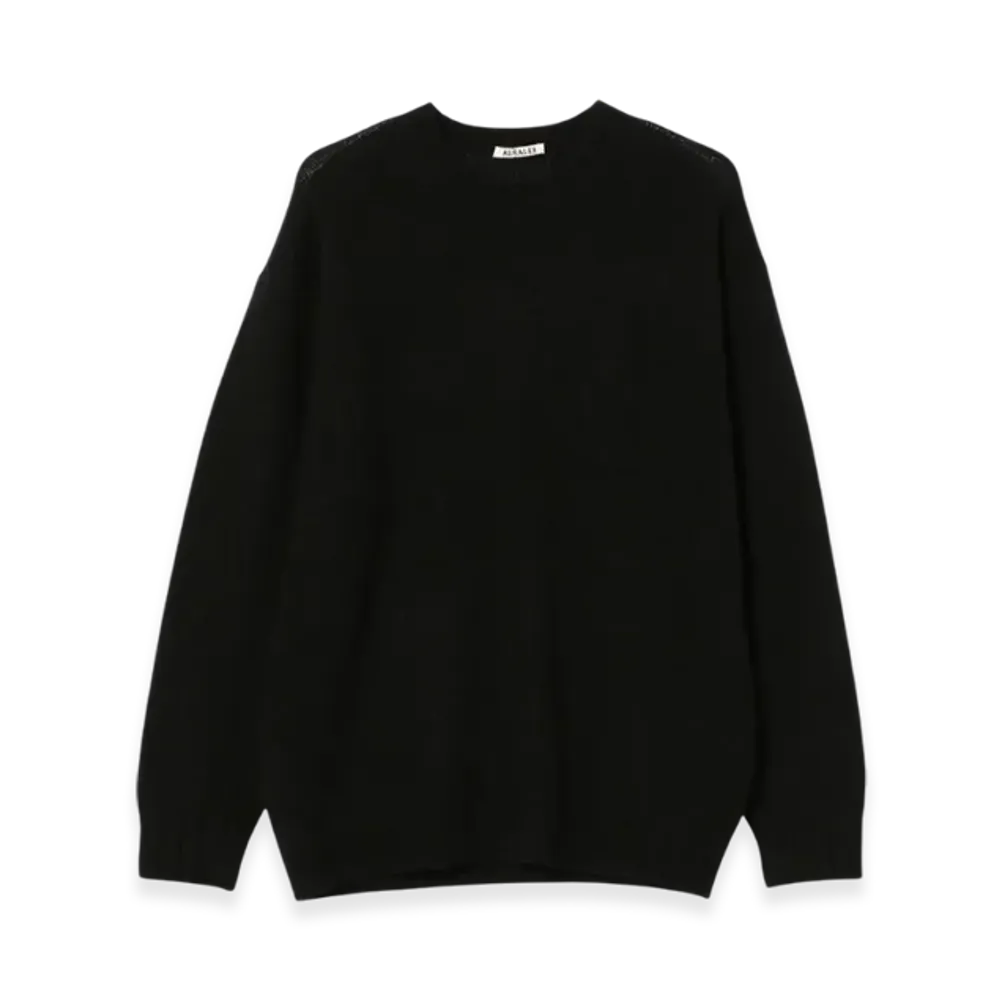 AURALEE Shetland Wool Cashmere Knit Pullover "Black"