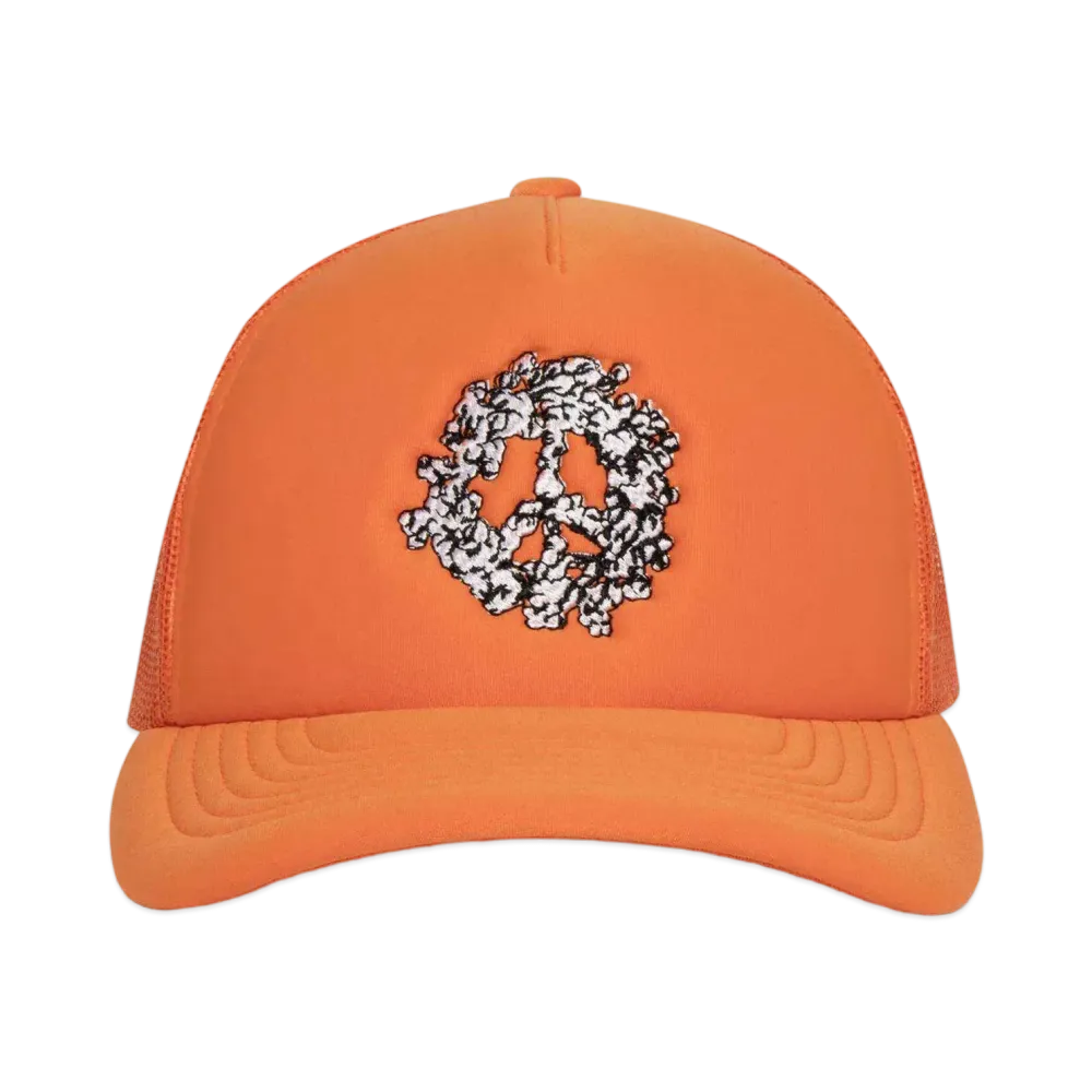 DENIM TEARS Cotton Peace Wreath Trucker Hat "Orange"