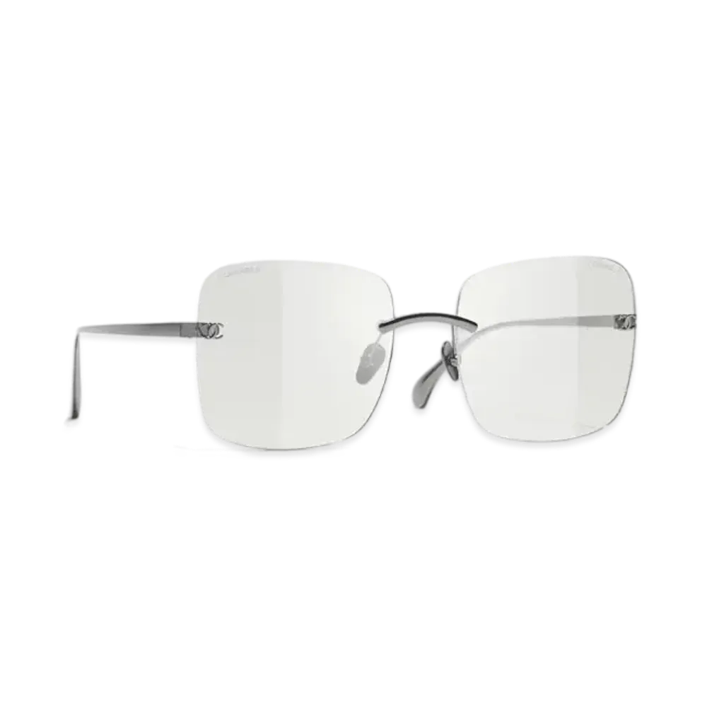 CHANEL Square Blue Light Glasses Titanium "Black"