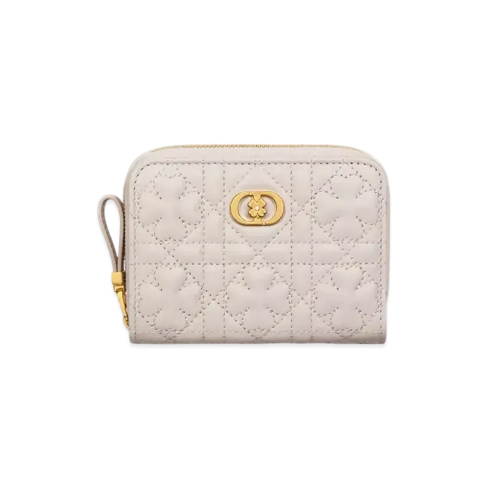 Dior Caro Scarlet Wallet Clover Cannage Lambskin Japan Exclusive "Linen Beige"