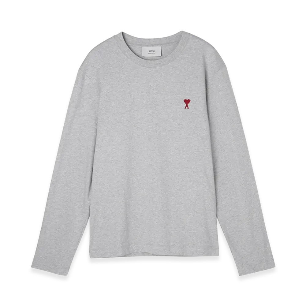 AMI PARIS De Coeur Long Sleeves T-Shirt "Heatherashgrey"