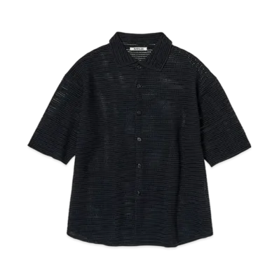 AURALEE Cotton Mesh Knit Half Sleeved Shirt "Dark Navy"